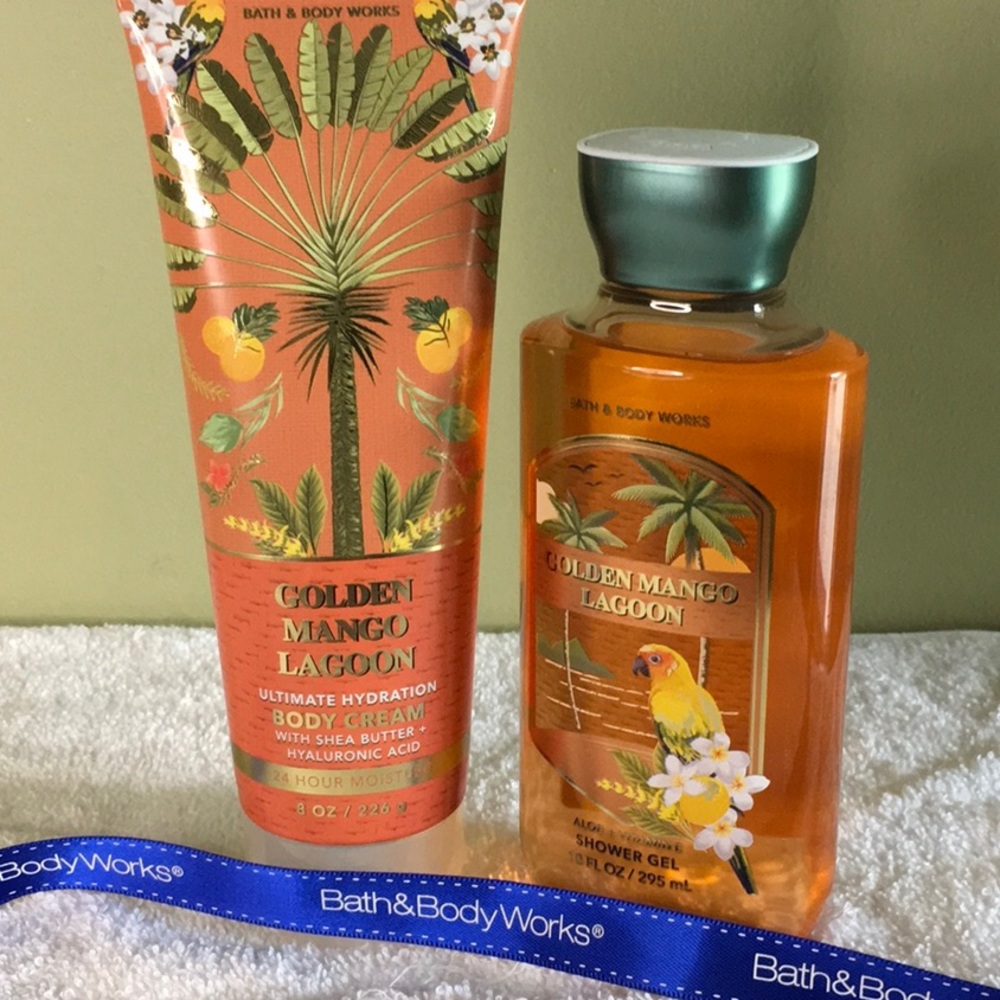 🌟NEW🌟 Bath & Body Works BBW Golden Mango Lagoon 2 piece Body gel & cream set